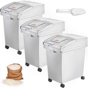 image:imageVEVOR Rice Storage Container 45Gallon20L x2 Capacity Large Dog Food Dispenser Bin Kitchen Ingredient Grain Cereal Flour Bin Pet food Containers with Wheels 2 Measuring Cups Airtight Lid 2 Pack52 Gallon3