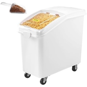 image:imageVEVOR Rice Storage Container 45Gallon20L x2 Capacity Large Dog Food Dispenser Bin Kitchen Ingredient Grain Cereal Flour Bin Pet food Containers with Wheels 2 Measuring Cups Airtight Lid 2 Pack27 Gallon