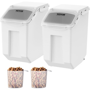 image:imageVEVOR Rice Storage Container 45Gallon20L x2 Capacity Large Dog Food Dispenser Bin Kitchen Ingredient Grain Cereal Flour Bin Pet food Containers with Wheels 2 Measuring Cups Airtight Lid 2 Pack35 Gallon2