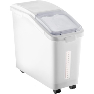 image:imageVEVOR Rice Storage Container 45Gallon20L x2 Capacity Large Dog Food Dispenser Bin Kitchen Ingredient Grain Cereal Flour Bin Pet food Containers with Wheels 2 Measuring Cups Airtight Lid 2 Pack114 Gallon