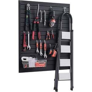 image:imageVEVOR Slat Wall Paneling 4 x 4 ft MDF Garage Slatwall with Modular Design White Slat Wall EasytoInstall Adjustable Slatwall Panel with Coupling Structure amp DIY Cutting Fits for Storage amp DisplayBlack