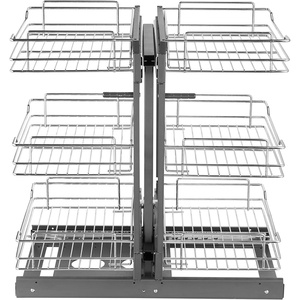 image:imageVEVOR Swing Left Blind Corner Cabinet Pull Out Organizer for 36 inch Width Blind Cabinet 2 Tier Height Adjustable Swing Tray Soft Close Kitchen Cloud Blind Organizer Left Open3 Tier
