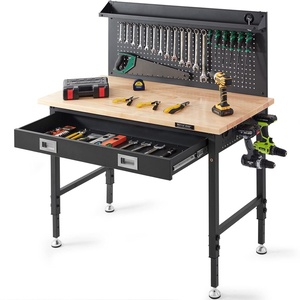 image:imageVEVOR Workbench Adjustable Height 28395 Work Bench for Garage Oak Plank amp Carbon Steel Heavy Duty Workbench 2000lbs Weight Capacity top Size 48x24 Hardwood Workbench 3m Cable 30 Hooks Blackadjustable
