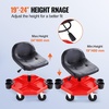image:imageHappybuy Movable Garage Chair Height Adjustable 17 x 15 in Cozy Padding Circular Workshop Chair with Component Holder Universal 5 Wheels with Dual Brakes Mechanic Rolling Seat
