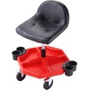 image:imageHappybuy Movable Garage Chair Height Adjustable 17 x 15 in Cozy Padding Circular Workshop Chair with Component Holder Universal 5 Wheels with Dual Brakes Mechanic Rolling Seat