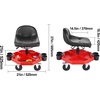 image:imageHappybuy Movable Garage Chair Height Adjustable 17 x 15 in Cozy Padding Circular Workshop Chair with Component Holder Universal 5 Wheels with Dual Brakes Mechanic Rolling Seat