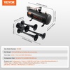 image:imageVEVOR 4 Trumpet Air Horn Kit 150dB Train Horns for Pickup Trucks 12V 120 psi Air Compressor 16 Gal6 L Tank with Gauge for Any 12V Vehicle Car Truck Train Van BoatUpgrade