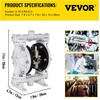 image:imageVEVOR AirOperated Double Diaphragm Pump 2 inch Inlet amp Outlet Aluminum Alloy Body 1584 GPM amp Max 120PSI Nitrile Diaphragm Transfer Pump for Petroleum Diesel Oil and Low Viscosity Fluids25 GPM