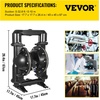 image:imageVEVOR AirOperated Double Diaphragm Pump 2 inch Inlet amp Outlet Aluminum Alloy Body 1584 GPM amp Max 120PSI Nitrile Diaphragm Transfer Pump for Petroleum Diesel Oil and Low Viscosity Fluids75 GPM
