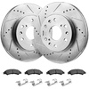 image:imageVEVOR Front and Rear Brake Kit Compatible with 20072017 Jeep Wrangler Drilled and Slotted Brake Rotors Ceramic Brake Pads Replacement 119 Front Rotors 124 Rear RotorsS55097