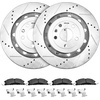 image:imageVEVOR Front and Rear Brake Kit Compatible with 20072017 Jeep Wrangler Drilled and Slotted Brake Rotors Ceramic Brake Pads Replacement 119 Front Rotors 124 Rear RotorsS54188  S54189