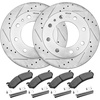 image:imageVEVOR Front and Rear Brake Kit Compatible with 20072017 Jeep Wrangler Drilled and Slotted Brake Rotors Ceramic Brake Pads Replacement 119 Front Rotors 124 Rear RotorsS55072  S55055