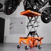 image:imageVEVOR Hydraulic Motorcycle Lift Table 350 lbs Capacity Motorcycle Scissor Jack Lift with Wide Deck JHooks 4 Wheels Hydraulic FootOperated Jack Stand for ATV Dirt Bikes