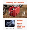 image:imageVEVOR Portable Diesel amp Gasoline Tank 116 Gallon 10 GPM Flow Rate Gasoline Fuel Tank with 12V Electric Transfering Pump 131ft Hose Auto Fueling Nozzle Transfer Tank for Easy Transportation RedRed