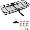 image:imageVEVOR 70 x 30 x 6 Hitch Cargo Carrier 500 lbs Capacity with Nighttime Reflective Reminder Folding Hitch Mount Cargo Carrier Basket with Hitch Lock for 2 Receiver Fit for SUVs