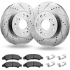image:imageVEVOR Front and Rear Brake Kit Compatible with 20072017 Jeep Wrangler Drilled and Slotted Brake Rotors Ceramic Brake Pads Replacement 119 Front Rotors 124 Rear RotorsS55097