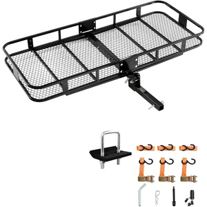 image:imageVEVOR 70 x 30 x 6 Hitch Cargo Carrier 500 lbs Capacity with Nighttime Reflective Reminder Folding Hitch Mount Cargo Carrier Basket with Hitch Lock for 2 Receiver Fit for SUVs