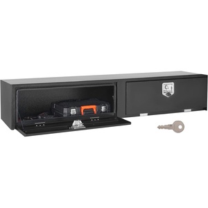 image:imageVEVOR Contractor Truck Tool Box 72 x 21 x 13 in Black Tread Aluminum TopSider Toolbox with Two Lower Drawers Flip Up Door WeatherResistant Heavy Duty Storage Box with Latch for Truck Bed Pickup72 x 13 x 16 in