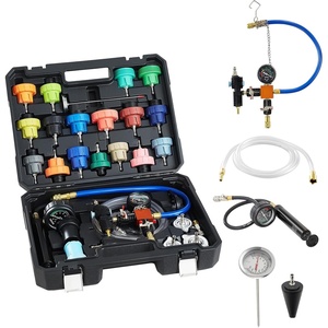 image:imageVEVOR Coolant Pressure Tester Kit 47Pcs Radiator Vacuum Refill Kit with 3 Metal Adapters Universal Fit Automotive Cooling System Pressure Tester Tool with Pressures Pump amp AluminumPlastic Filler47Pcs