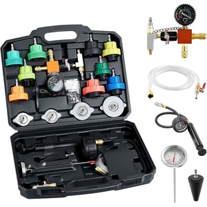 image:imageVEVOR Coolant Pressure Tester Kit 47Pcs Radiator Vacuum Refill Kit with 3 Metal Adapters Universal Fit Automotive Cooling System Pressure Tester Tool with Pressures Pump amp AluminumPlastic Filler28Pcs