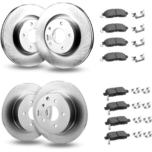 image:imageVEVOR Front and Rear Brake Kit Compatible with 20072017 Jeep Wrangler Drilled and Slotted Brake Rotors Ceramic Brake Pads Replacement 119 Front Rotors 124 Rear RotorsS31464  S31312