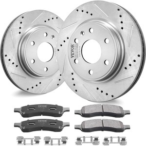 image:imageVEVOR Front and Rear Brake Kit Compatible with 20072017 Jeep Wrangler Drilled and Slotted Brake Rotors Ceramic Brake Pads Replacement 119 Front Rotors 124 Rear RotorsS55150