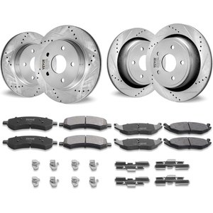image:imageVEVOR Front and Rear Brake Kit Compatible with 20072017 Jeep Wrangler Drilled and Slotted Brake Rotors Ceramic Brake Pads Replacement 119 Front Rotors 124 Rear RotorsS53005  S53006