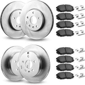 image:imageVEVOR Front and Rear Brake Kit Compatible with 20072017 Jeep Wrangler Drilled and Slotted Brake Rotors Ceramic Brake Pads Replacement 119 Front Rotors 124 Rear RotorsR55174  R55178