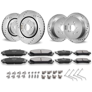 image:imageVEVOR Front and Rear Brake Kit Compatible with 20072017 Jeep Wrangler Drilled and Slotted Brake Rotors Ceramic Brake Pads Replacement 119 Front Rotors 124 Rear RotorsS31511  S31544