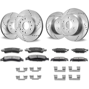 image:imageVEVOR Front and Rear Brake Kit Compatible with 20072017 Jeep Wrangler Drilled and Slotted Brake Rotors Ceramic Brake Pads Replacement 119 Front Rotors 124 Rear RotorsS55097  S55133