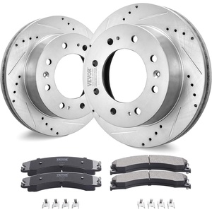 image:imageVEVOR Front and Rear Brake Kit Compatible with 20072017 Jeep Wrangler Drilled and Slotted Brake Rotors Ceramic Brake Pads Replacement 119 Front Rotors 124 Rear RotorsS55191