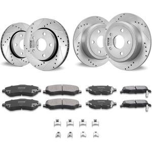 image:imageVEVOR Front and Rear Brake Kit Compatible with 20072017 Jeep Wrangler Drilled and Slotted Brake Rotors Ceramic Brake Pads Replacement 119 Front Rotors 124 Rear RotorsS53040  S53041