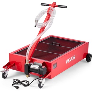 image:imageVEVOR Low Profile Oil Drain Pan 17 Gal Capacity Rolling Oil Drain Pan with 110V HighFlow Electric Pump 72 ft Hose amp T Folding Handle LeakProof amp CorrosionResistant Fit for Trucks ATVs Red3976 x 2362 x 2677 in