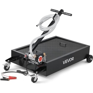 image:imageVEVOR Low Profile Oil Drain Pan 17 Gal Capacity Rolling Oil Drain Pan with 110V HighFlow Electric Pump 72 ft Hose amp T Folding Handle LeakProof amp CorrosionResistant Fit for Trucks ATVs Red4134 x 2461 x 2598 in
