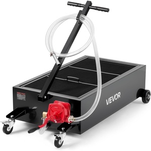 image:imageVEVOR Low Profile Oil Drain Pan 20 Gallon Capacity Rolling Oil Drain Pan with Manual Pump 72 ft Hose amp T Folding Handle LeakProof amp CorrosionResistant Fit for Cars SUVs Trucks ATVs Red25 Gallon