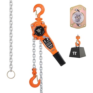 image:imageVEVOR Manual Lever Chain Hoist 1T 2200LBS Capacity Heavy Duty Come Along 10FT Lift G80 Alloy Steel Chain with Dual Pawl Mechanical Brake360Rotating Hooks for Warehouse Construction GarageBlack  Silver  Orange