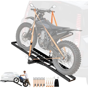 image:imageVEVOR Motorcycle Carrier 500 lbs Capacity Heavy Duty Steel Hitch Mount Rack with 47in Ramp Ratchet Straps amp Stabilizer Scooter Dirt Bike Trailer Hauler for Car Truck with 2Inch Hitch ReceiverUpgrade Version