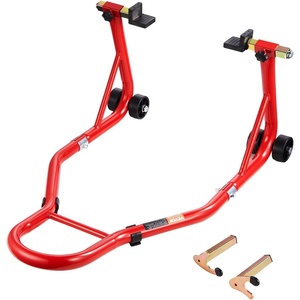 image:imageVEVOR Motorcycle Stand Lift 1100lbs Capacity Front Rear Combo Stand Lift Front Wheel DualFork Stands Rear UL Fork Swingarm Spool Stands for Most Yamaha Honda Kawasaki Suzuki Motorcycles BlackRed