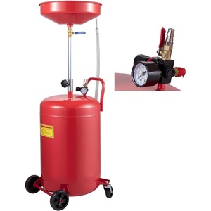 image:imageVEVOR Oil Drain Container 20 Gallon Waste Oil Drain Tank Portable Oil Lift Drain Pan Air Operated Drainer Fluid Fuel Drainage Adjustable Funnel Height with Pressure Regulating Valve amp Wheel20 Gallon