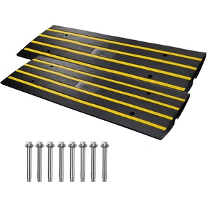 image:imageVEVOR Rubber Curb Ramps for Driveway 2 Pack Threshold Bridge 33069 lbs Load Capacity 25 Rise with Reflective Safety Strips Ideal for Cars RVs Scooters and Motorcycles to Prevent Car Scraping25 Rise 2Pack