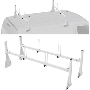image:imageVEVOR Van Roof Ladder Racks  59 Adjustable HeavyDuty Steel Racks 600 lbs Capacity for Chevrolet Express 1500 2500 3500Ford E150 E250 E350GMC Savana 2 Bars2 Bars