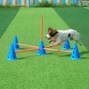 image:imageVEVOR Dog Agility Training Equipment Dog Agility Course Backyard Set with Adjustable High Hurdles6 Weave PolesTunnelJump RingPause BoxWhistleFoldable BowlStorage Bag Puppy Obstacle Course Kit6 Pcs Cones Kit