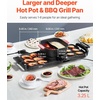 image:imageVEVOR Hot Pot with Grill 1800W 2in1 Electric Smokeless Grill and Hot Pot Korean BBQ Shabu Shabu Hotpot with Separate Dual Temperature Control Nonstick Pan for 28 People Family Dining2300W 2in1
