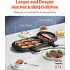 image:imageVEVOR Hot Pot with Grill 1800W 2in1 Electric Smokeless Grill and Hot Pot Korean BBQ Shabu Shabu Hotpot with Separate Dual Temperature Control Nonstick Pan for 28 People Family Dining2200W 2in1