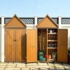 image:imageVEVOR Outdoor Storage Shed 3386 x 374 Wood amp Metal Garden Tool Shed with Lockable Doors amp Sloped Roof Waterproof Outside Storage Cabinet with Shelf amp Floor for Backyard Patio Lawn BlackBrown30Lx 17Wx 67H  SlopedRoof