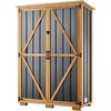 image:imageVEVOR Outdoor Storage Shed 3386 x 374 Wood amp Metal Garden Tool Shed with Lockable Doors amp Sloped Roof Waterproof Outside Storage Cabinet with Shelf amp Floor for Backyard Patio Lawn BlackBrown46Lx 18Wx 68H  Standard