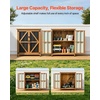 image:imageVEVOR Outdoor Storage Shed 3386 x 374 Wood amp Metal Garden Tool Shed with Lockable Doors amp Sloped Roof Waterproof Outside Storage Cabinet with Shelf amp Floor for Backyard Patio Lawn BlackBrown32Lx 13Wx 40H  Standard