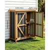 image:imageVEVOR Outdoor Storage Shed 3386 x 374 Wood amp Metal Garden Tool Shed with Lockable Doors amp Sloped Roof Waterproof Outside Storage Cabinet with Shelf amp Floor for Backyard Patio Lawn BlackBrown32Lx 13Wx 40H  Standard