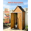 image:imageVEVOR Outdoor Storage Shed 3386 x 374 Wood amp Metal Garden Tool Shed with Lockable Doors amp Sloped Roof Waterproof Outside Storage Cabinet with Shelf amp Floor for Backyard Patio Lawn BlackBrown30Lx 17Wx 67H  SlopedRoof
