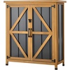 image:imageVEVOR Outdoor Storage Shed 3386 x 374 Wood amp Metal Garden Tool Shed with Lockable Doors amp Sloped Roof Waterproof Outside Storage Cabinet with Shelf amp Floor for Backyard Patio Lawn BlackBrown32Lx 13Wx 40H  Standard